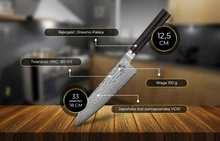 Shiori 撓 Kyoto Santoku - japoński nóż szefa kuchni ze stali damasceńskiej VG10