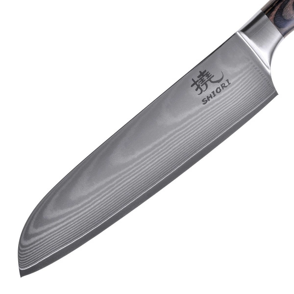 Shiori 3-Set 撓 Chairo Shōto + Santoku + Sifu - zestaw trzech noży ze stali damasceńskiej