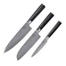 Shiori 3-Set 撓 Kuri Murō + Santoku + Sifu - zestaw trzech noży ze stali damasceńskiej