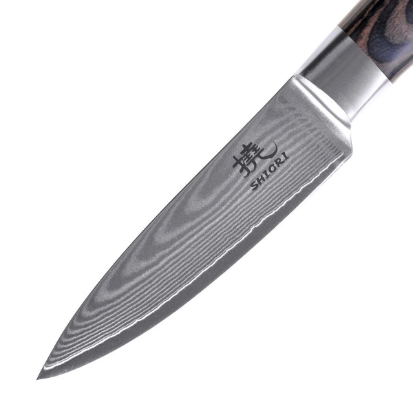 Shiori 3-Set 撓 Chairo Shōto + Santoku + Sifu - zestaw trzech noży ze stali damasceńskiej