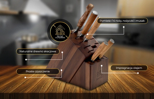 Shiori 撓 Akashia Burokku stojak na noże 16 otworów