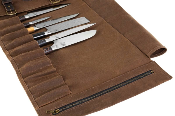 Shiori 撓 Messeretui aus Leder 12 Taschen und zwei kleine Taschen mit Reißverschluss