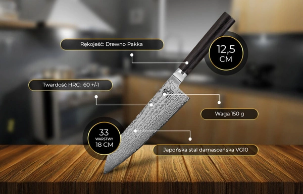 Shiori 撓 Orību Santoku - uniwersalny, wielozadaniowy nóż szefa kuchni