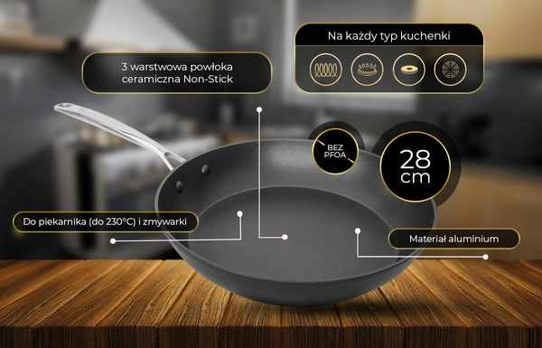 Shiori 撓 Aluguss Pro patelnia z powłoką ceramiczną indukcja 28 cm