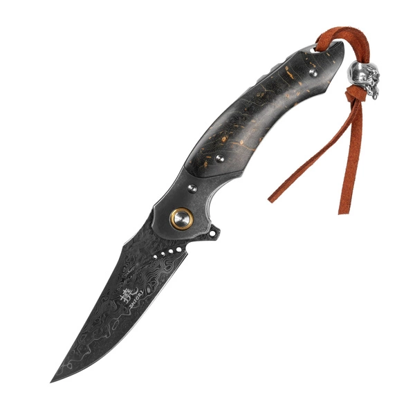 Shiori 撓 Ryoshi - nóż myśliwski ze stali damasceńskiej