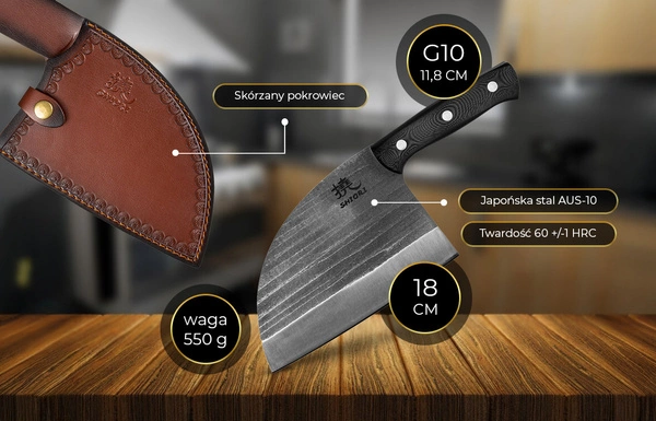 Shiori 撓 Serb - tasak do mięsa i warzyw ze stali japońskiej AUS-10