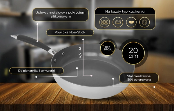 Shiori 撓 Stainless Steel 304 Pro patelnia z powłoką ceramiczną indukcja 20 cm